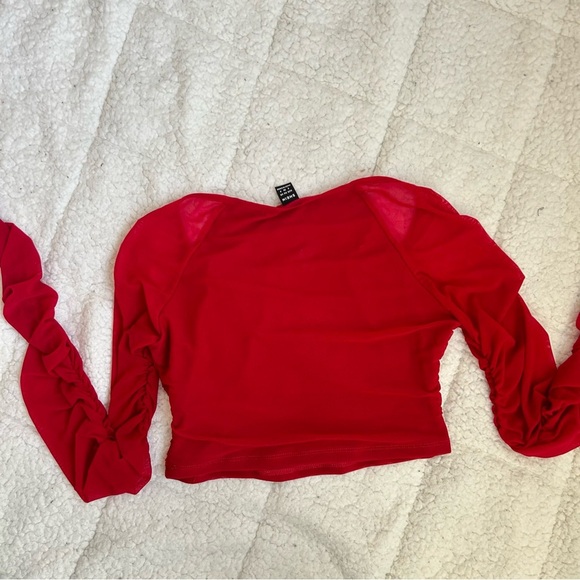 SHEIN Red Crop Top with Mesh - Picture 8 of 12